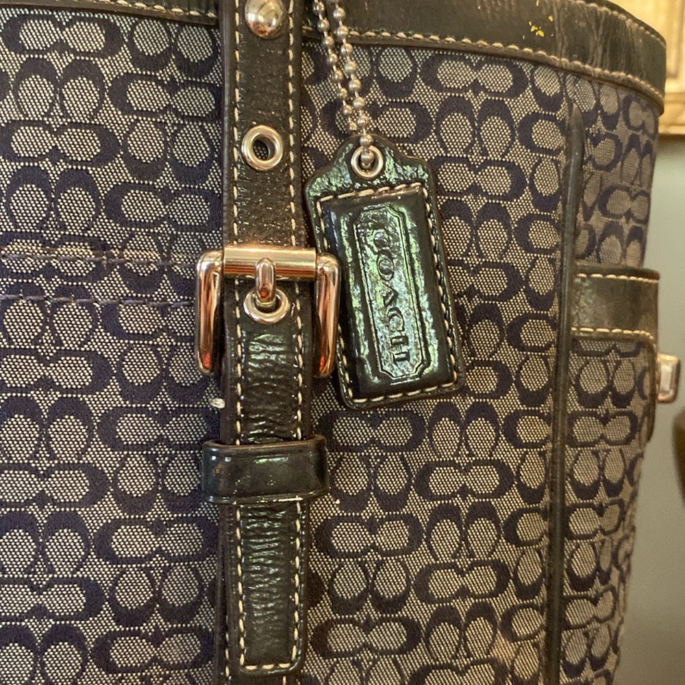 Coach Gallery East West Signature Canvas & Leather Tote Purse BAG~♥ - Picture 3 of 15